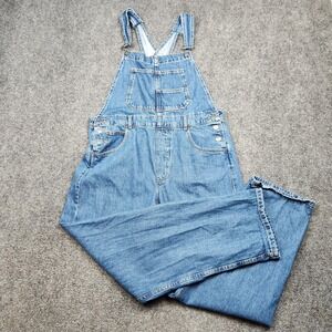 We The Free Overalls Womens Large Blue Denim Bib Straight Leg Casual Workwear